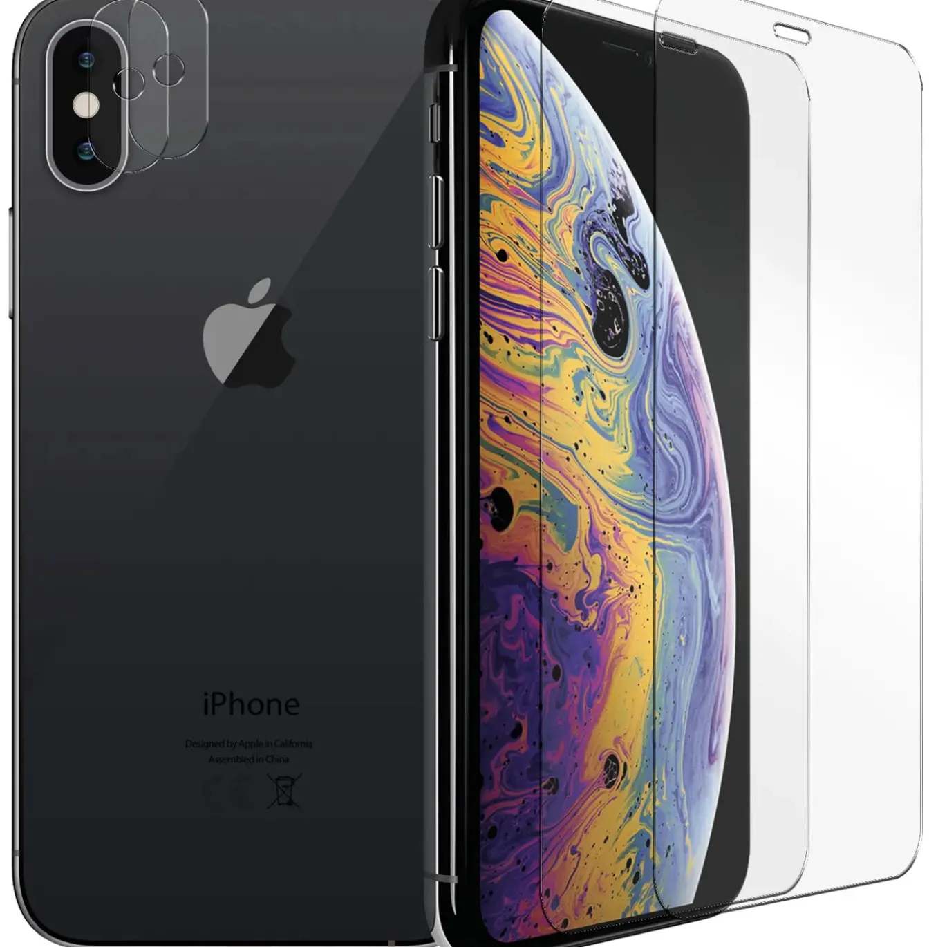 iPhone X / XS - 9H Displayschutzfolie 2x Display & Kamera