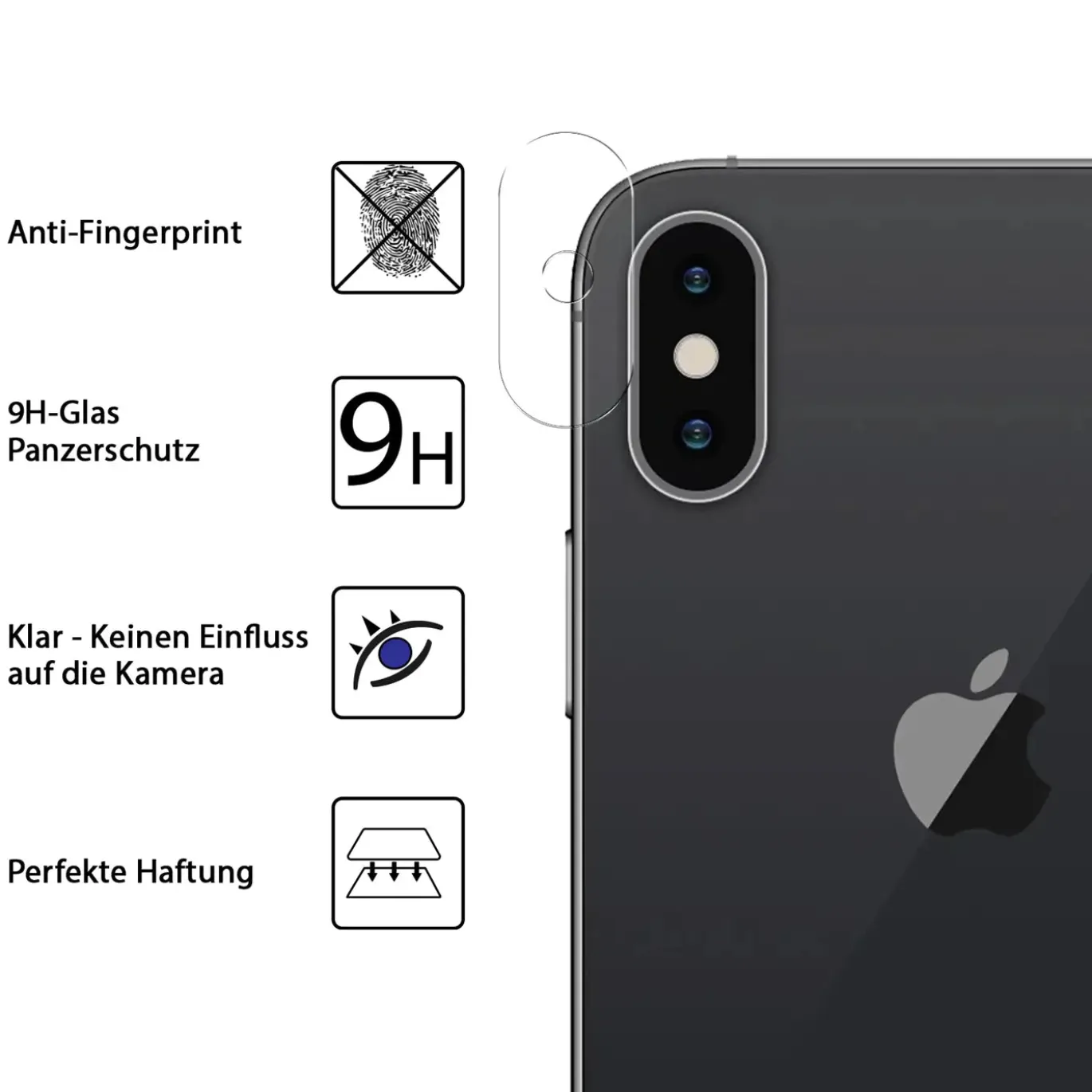 iPhone X / XS - 9H Displayschutzfolie 2x Display & Kamera