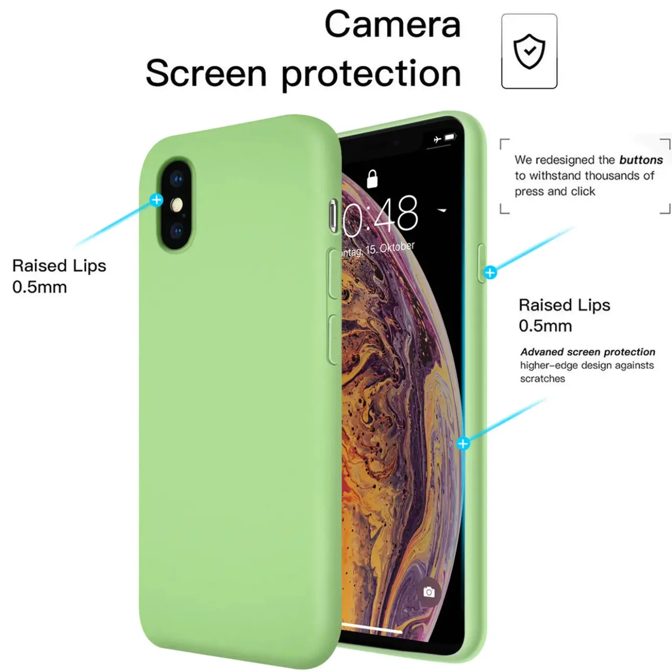 iPhone X / XS - Silikon Case mit Mikrofaser-Innenseite