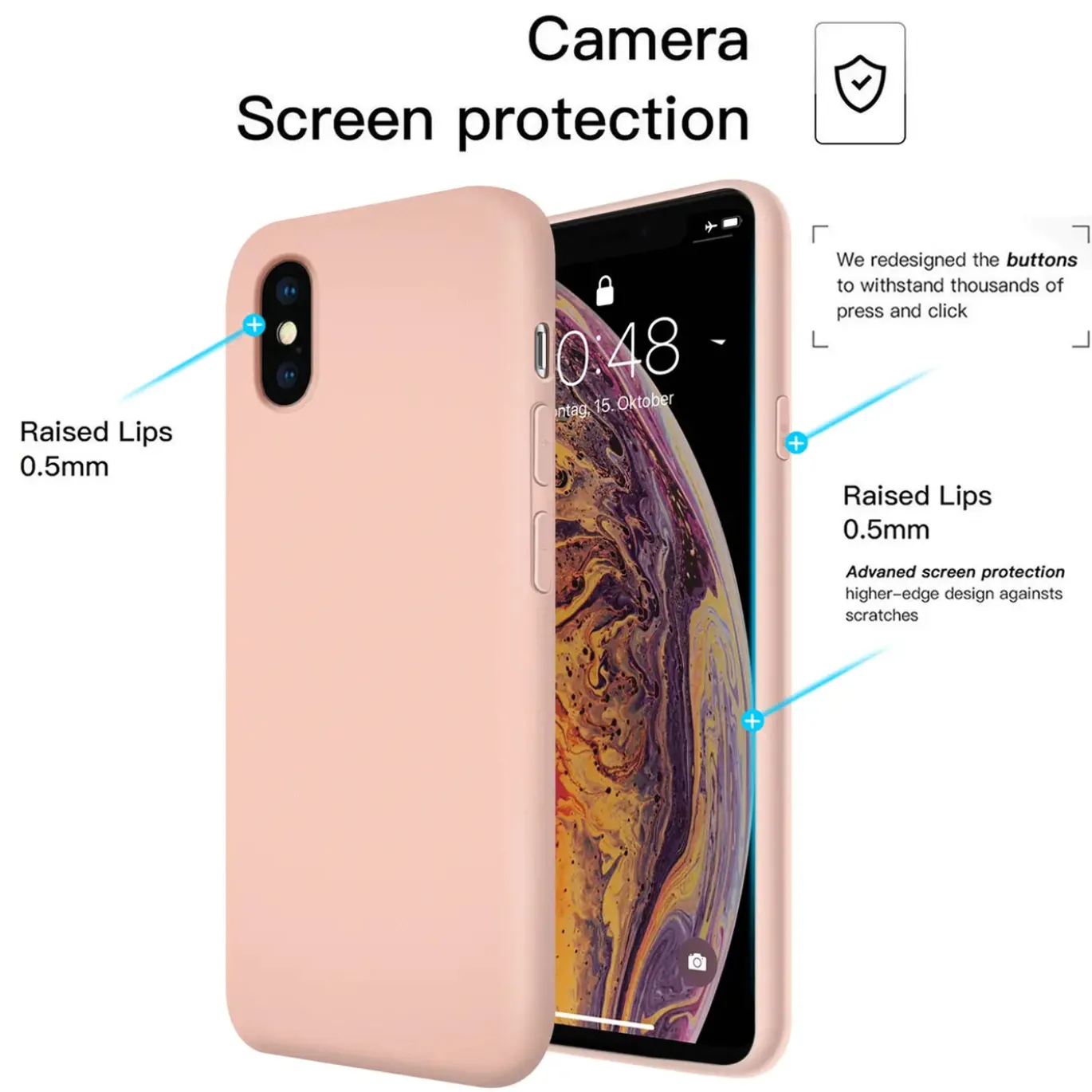 iPhone X / XS - Silikon Case mit Mikrofaser-Innenseite