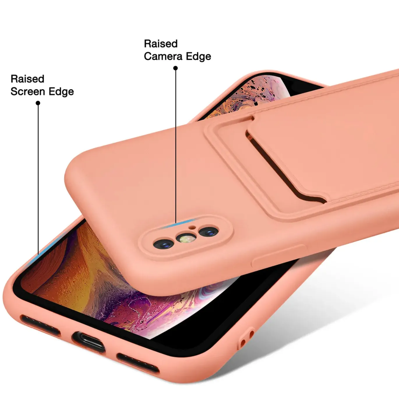 iPhone X / XS - Silikonhülle mit Kartenfach & Kameraschutz