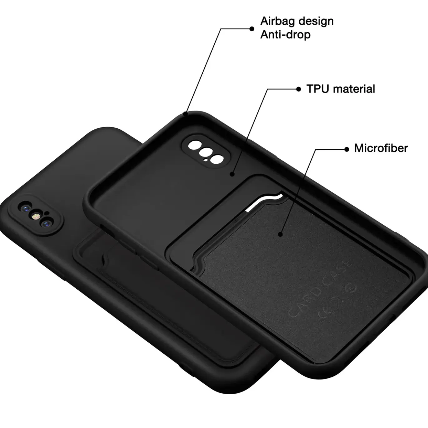 iPhone X / XS - Silikonhülle mit Kartenfach & Kameraschutz