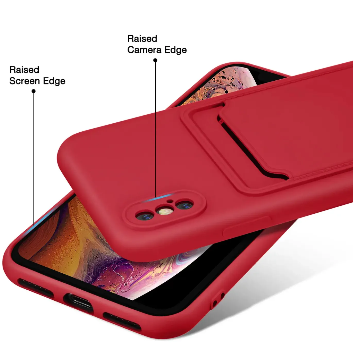 iPhone X / XS - Silikonhülle mit Kartenfach & Kameraschutz