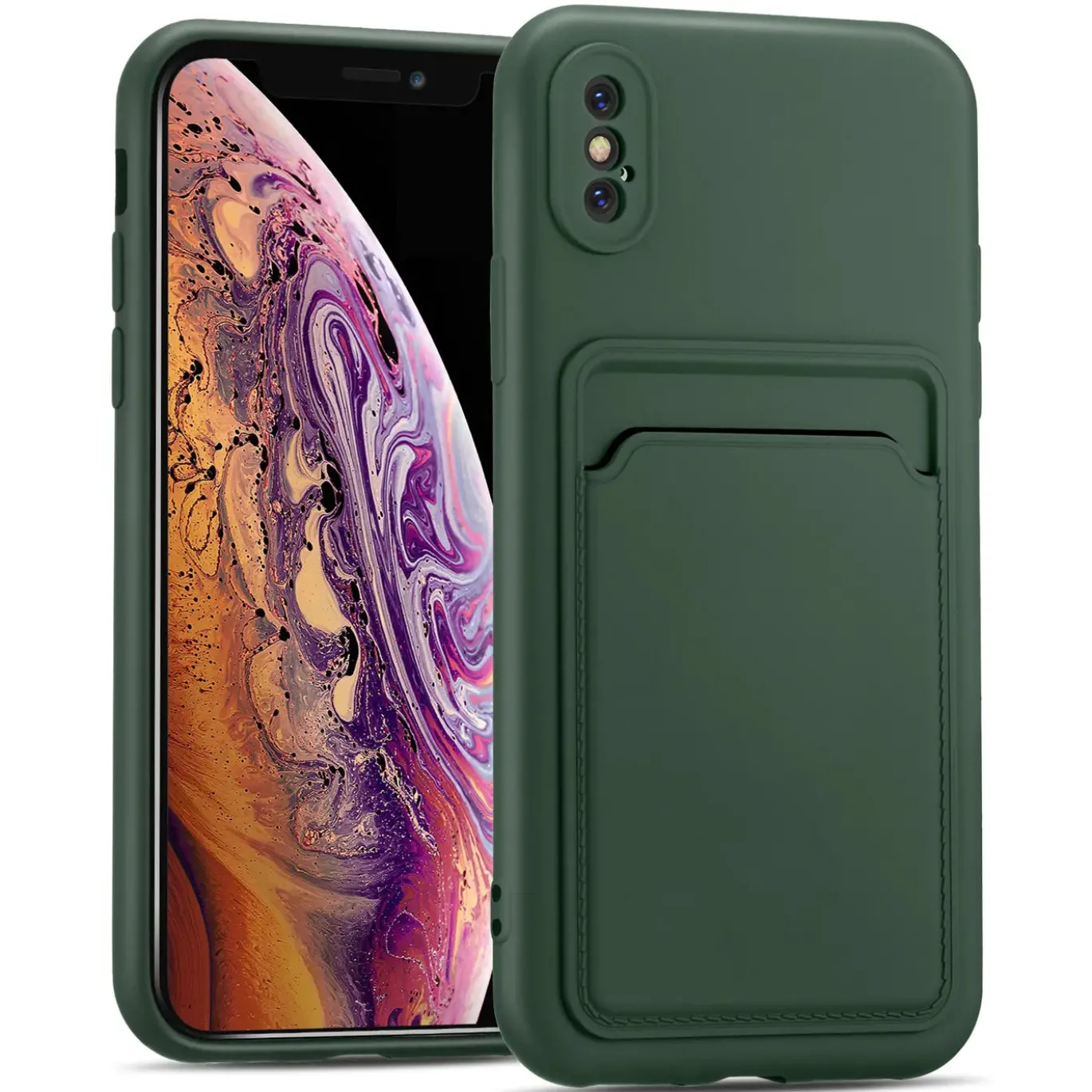 iPhone X / XS - Silikonhülle mit Kartenfach & Kameraschutz