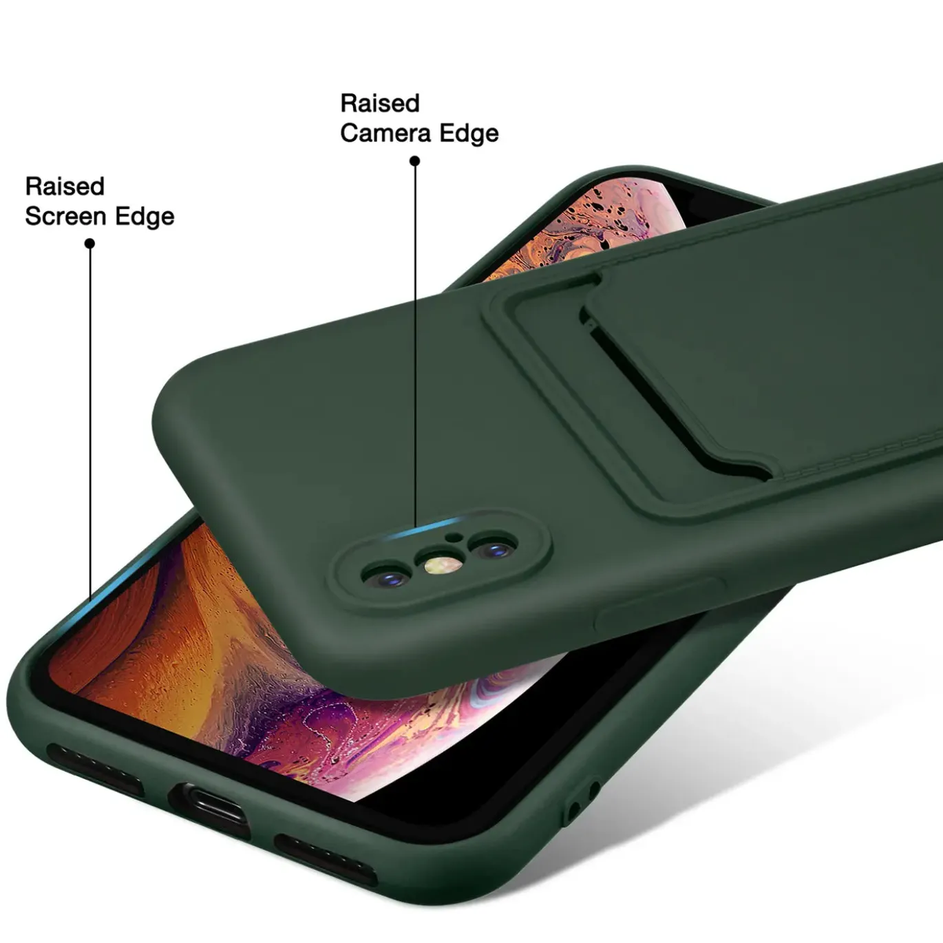 iPhone X / XS - Silikonhülle mit Kartenfach & Kameraschutz