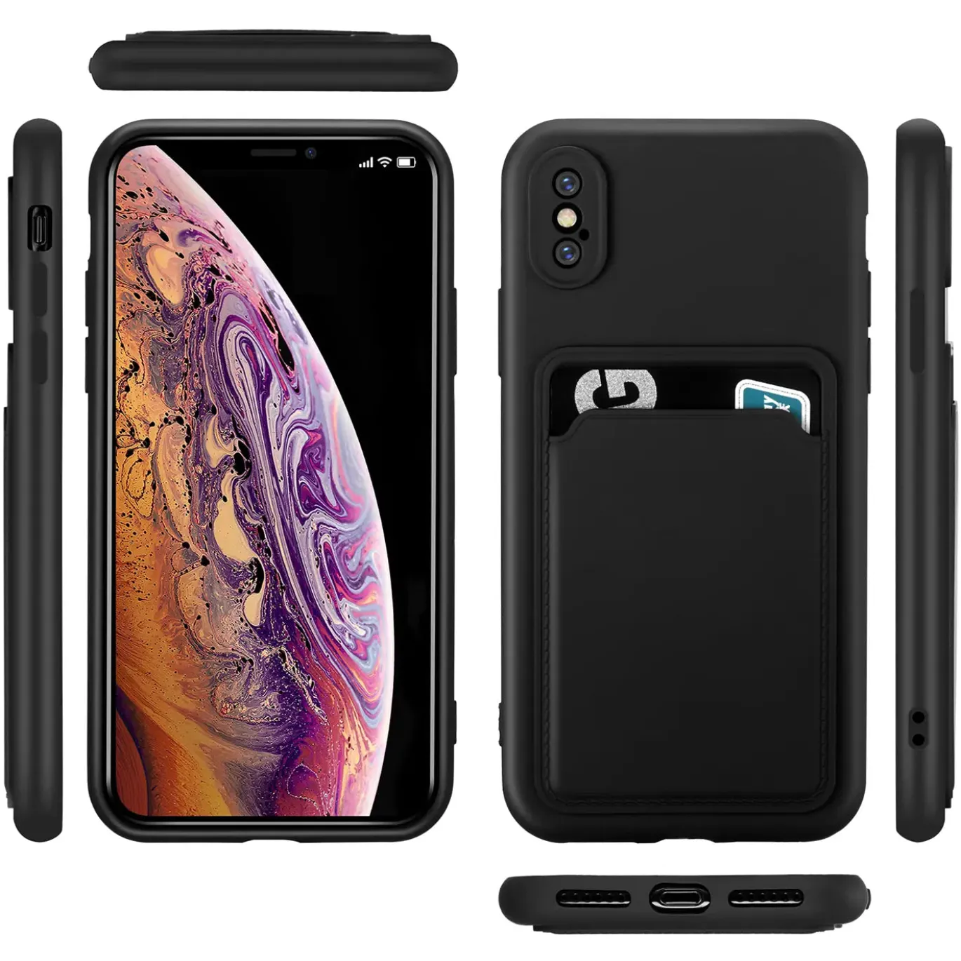 iPhone X / XS - Silikonhülle mit Kartenfach & Kameraschutz