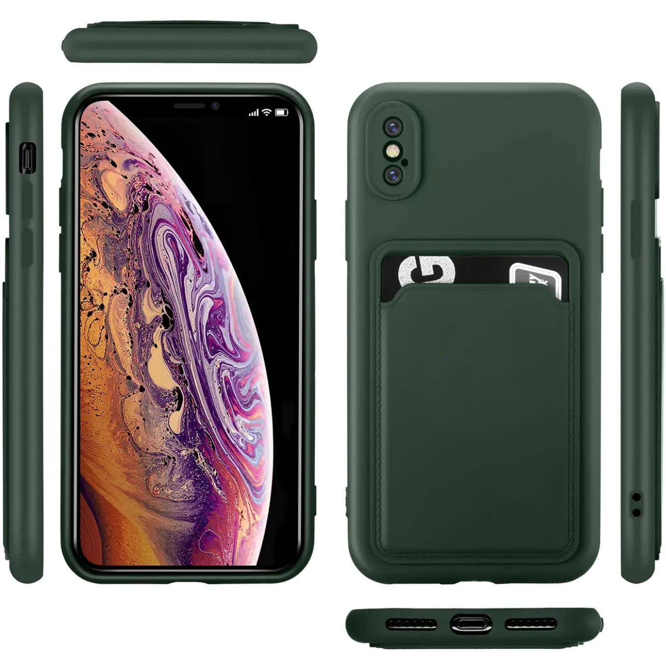 iPhone X / XS - Silikonhülle mit Kartenfach & Kameraschutz