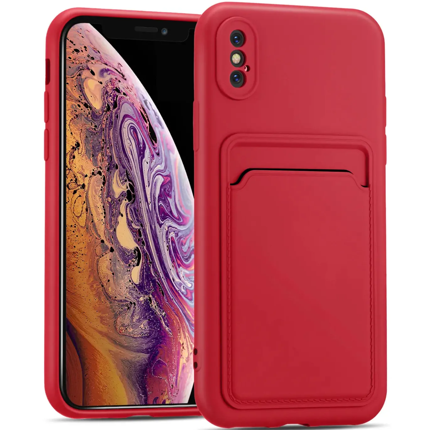 iPhone X / XS - Silikonhülle mit Kartenfach & Kameraschutz