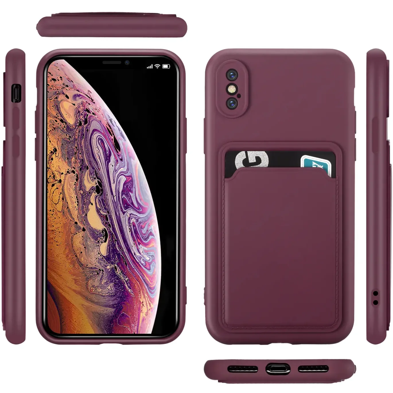 iPhone X / XS - Silikonhülle mit Kartenfach & Kameraschutz