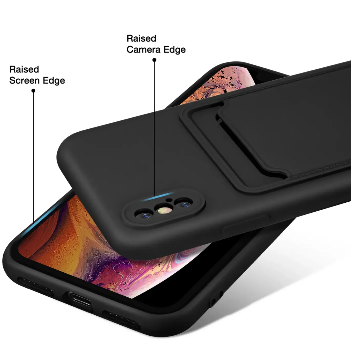 iPhone X / XS - Silikonhülle mit Kartenfach & Kameraschutz