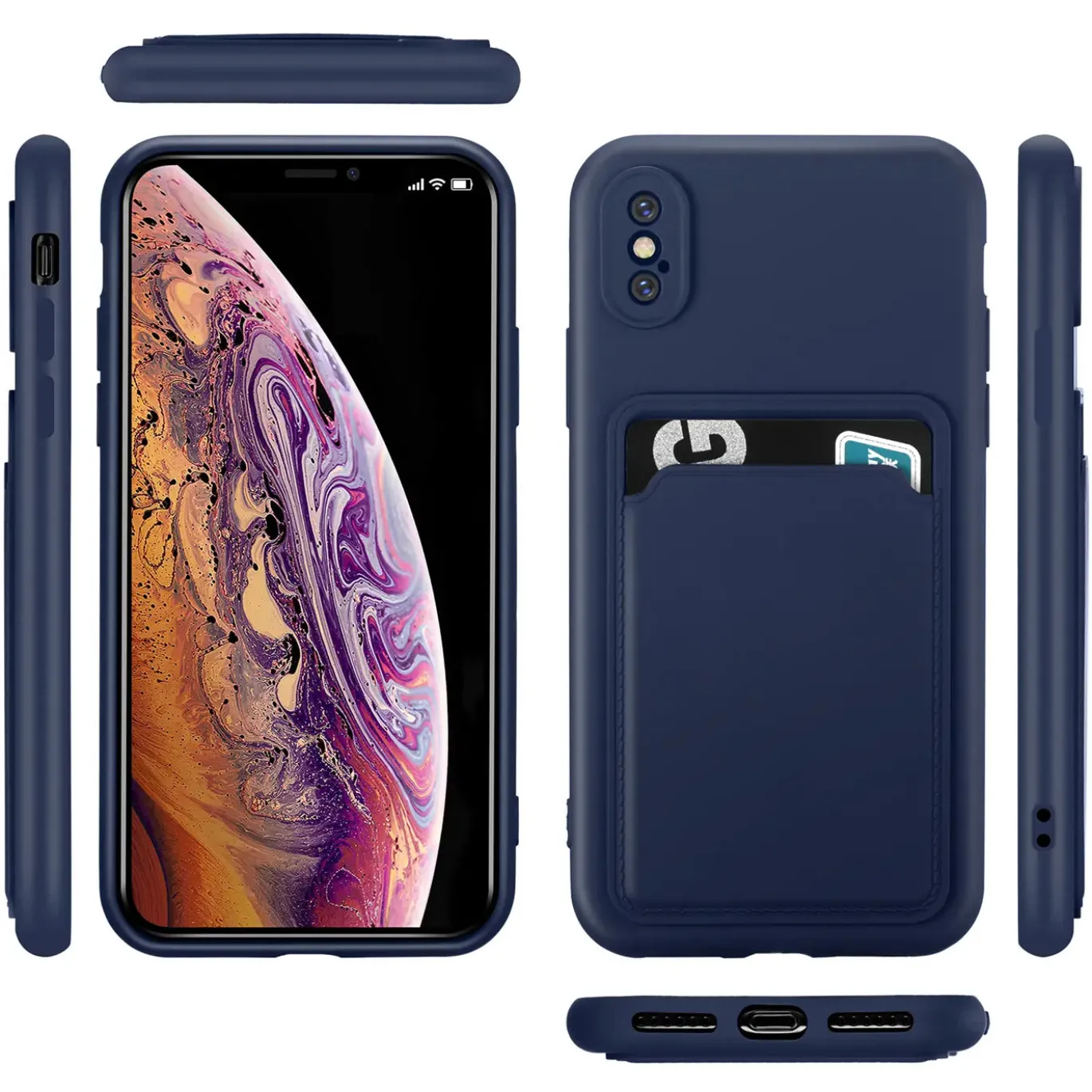 iPhone X / XS - Silikonhülle mit Kartenfach & Kameraschutz