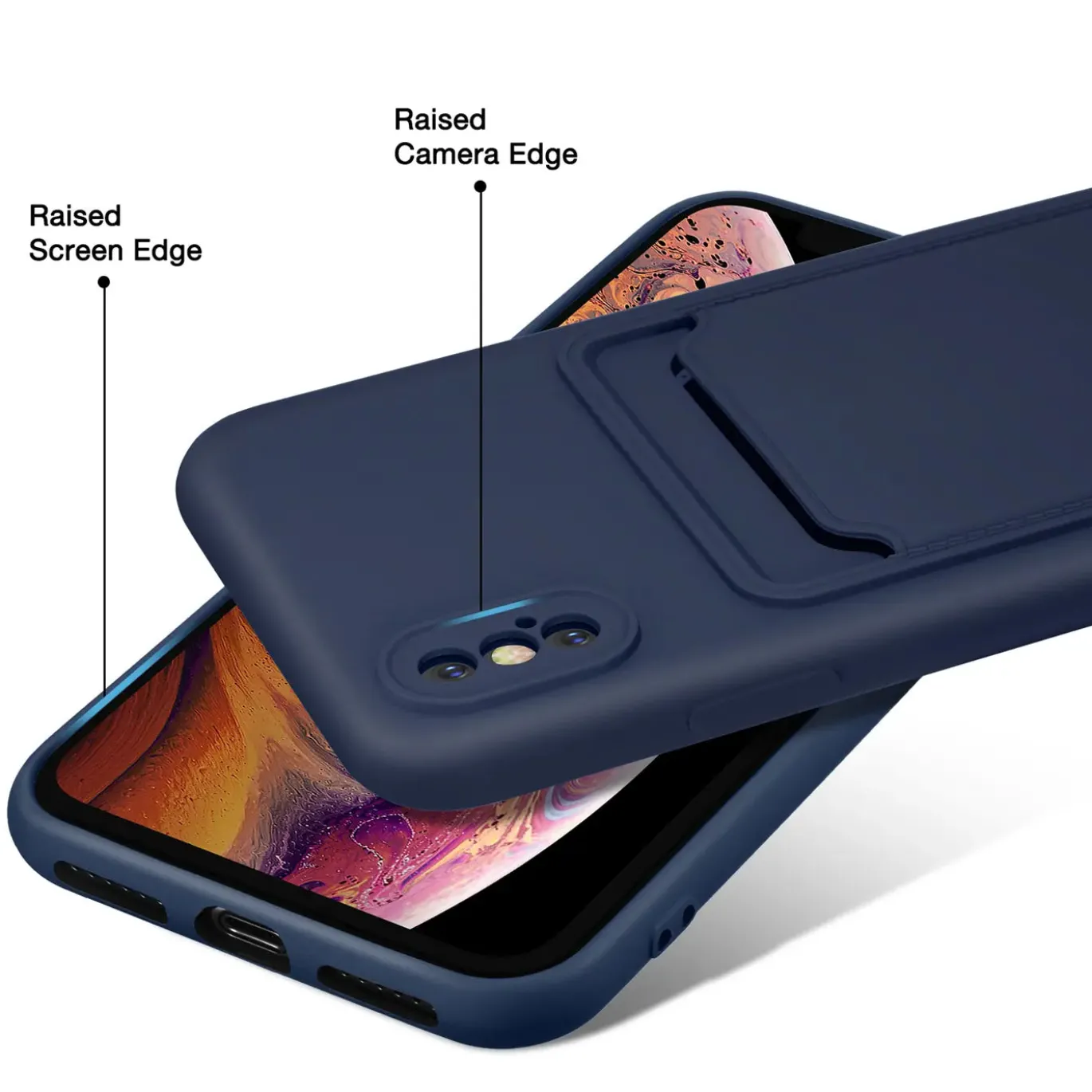 iPhone X / XS - Silikonhülle mit Kartenfach & Kameraschutz