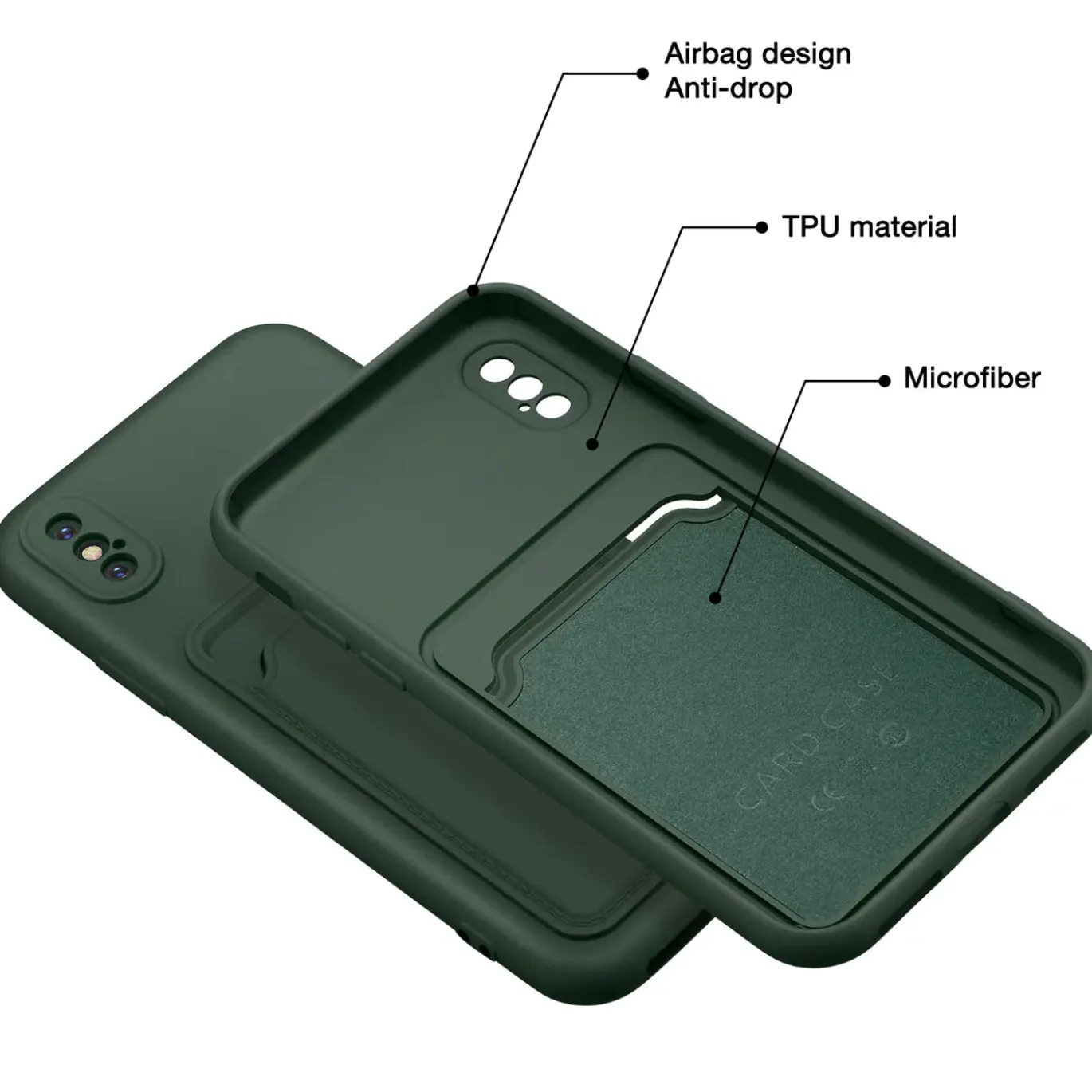 iPhone X / XS - Silikonhülle mit Kartenfach & Kameraschutz