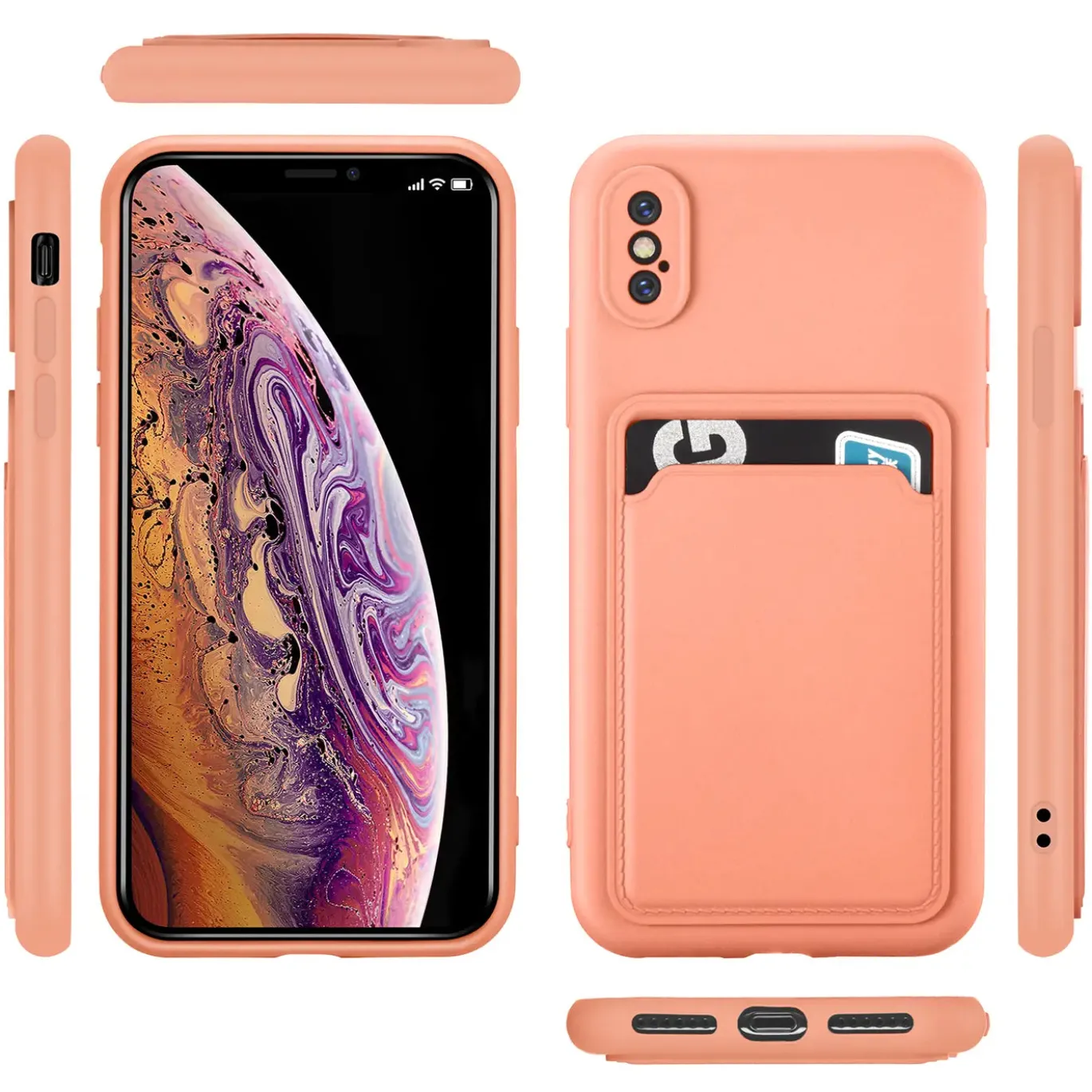 iPhone X / XS - Silikonhülle mit Kartenfach & Kameraschutz