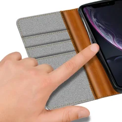iPhone XR - Jeanslook Klapphülle mit Kartenfach