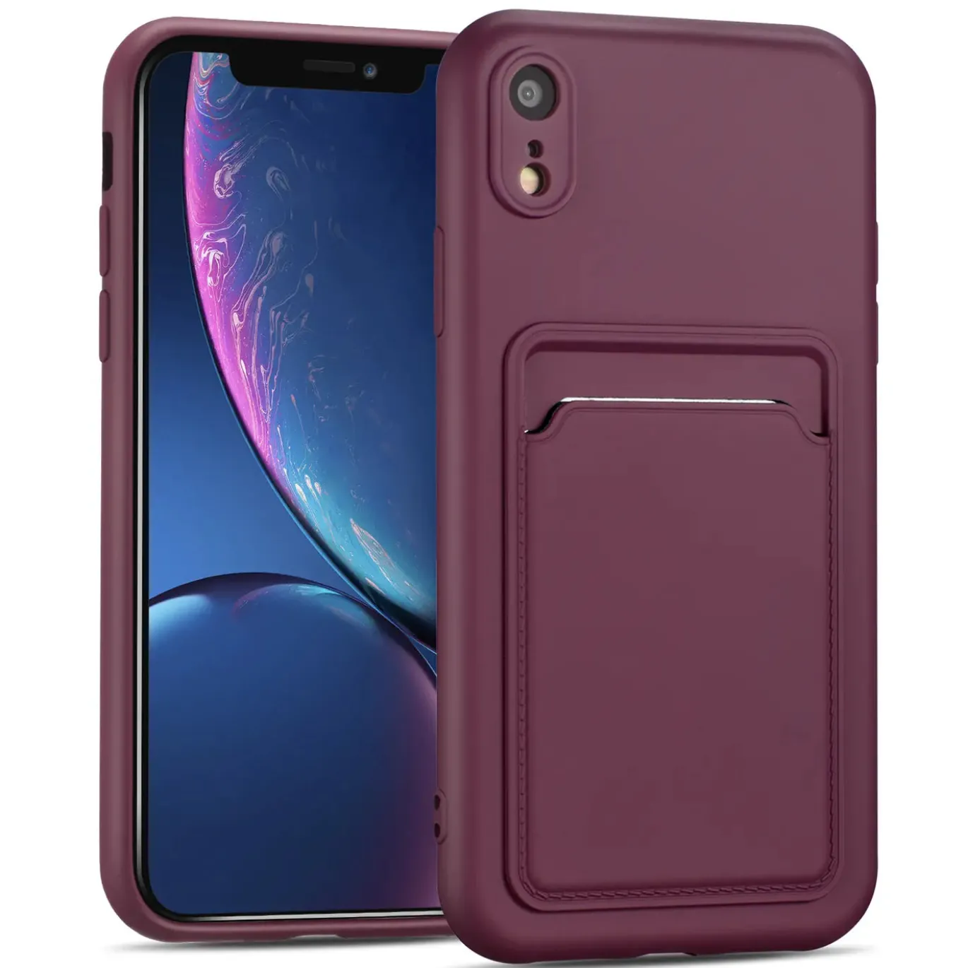 iPhone XR - Silikonhülle mit Kartenfach & Kameraschutz