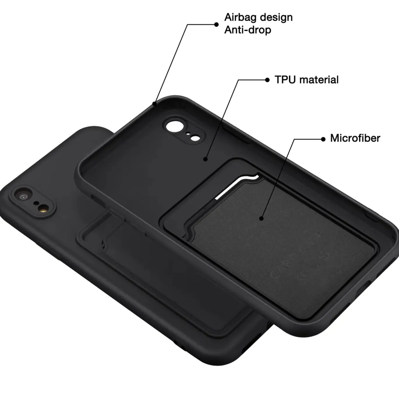 iPhone XR - Silikonhülle mit Kartenfach & Kameraschutz