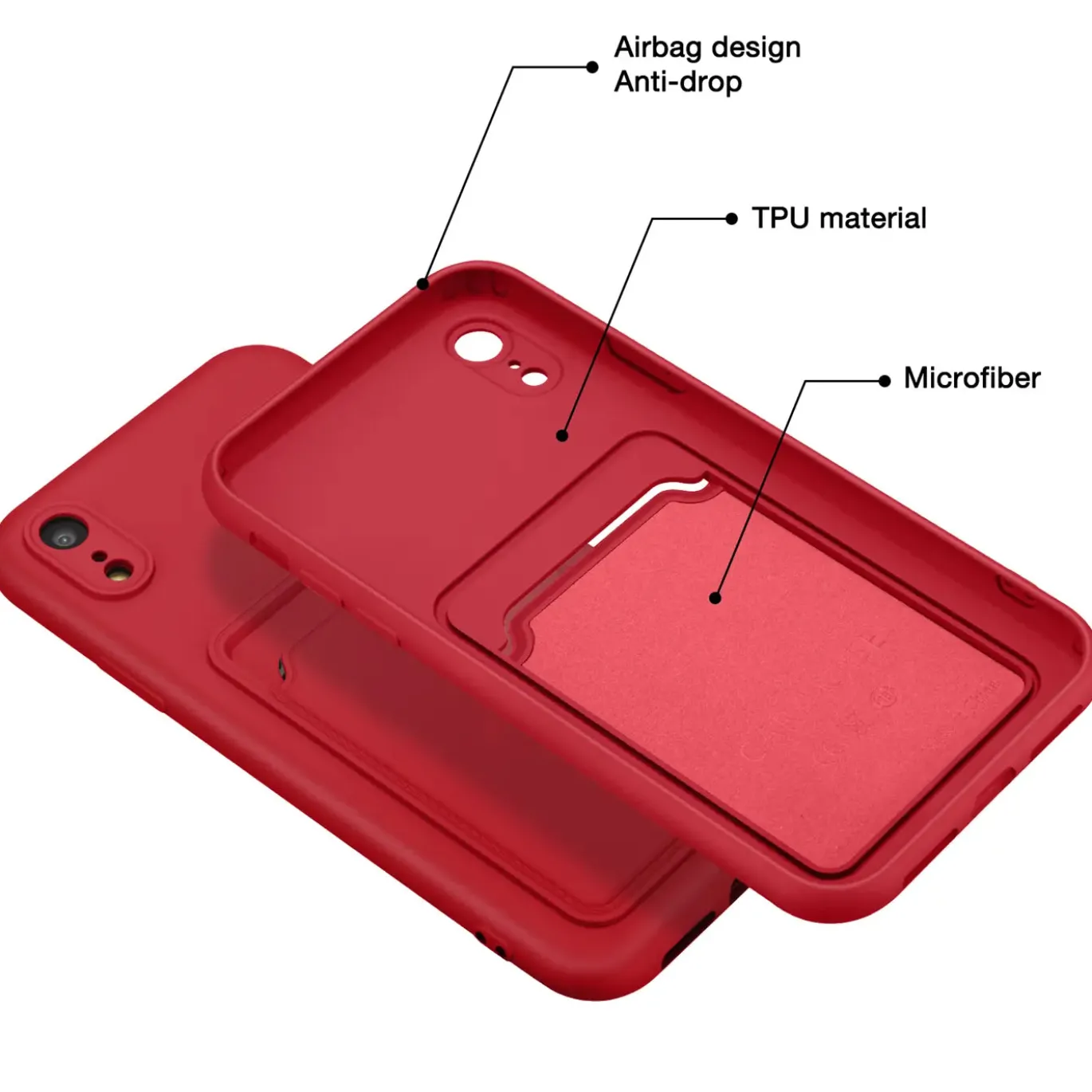 iPhone XR - Silikonhülle mit Kartenfach & Kameraschutz