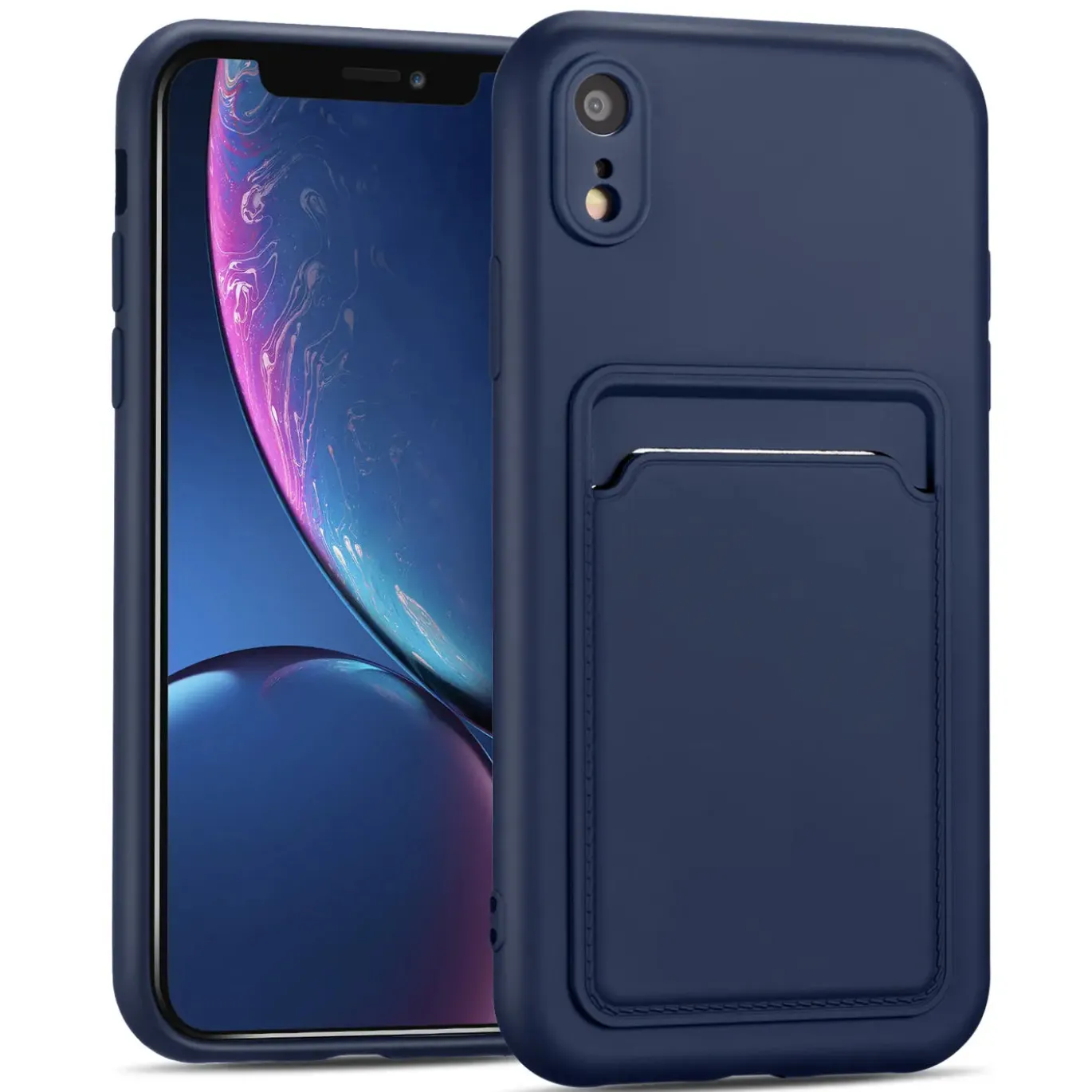 iPhone XR - Silikonhülle mit Kartenfach & Kameraschutz