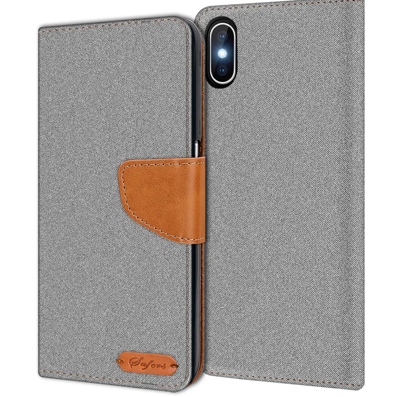 iPhone Xs Max - Jeanslook Klapphülle mit Kartenfach