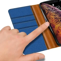 iPhone Xs Max - Jeanslook Klapphülle mit Kartenfach