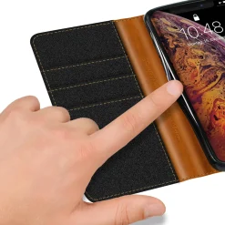 iPhone Xs Max - Jeanslook Klapphülle mit Kartenfach