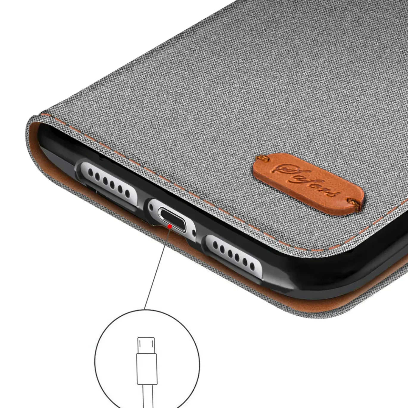 iPhone Xs Max - Jeanslook Klapphülle mit Kartenfach