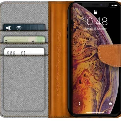 iPhone Xs Max - Jeanslook Klapphülle mit Kartenfach