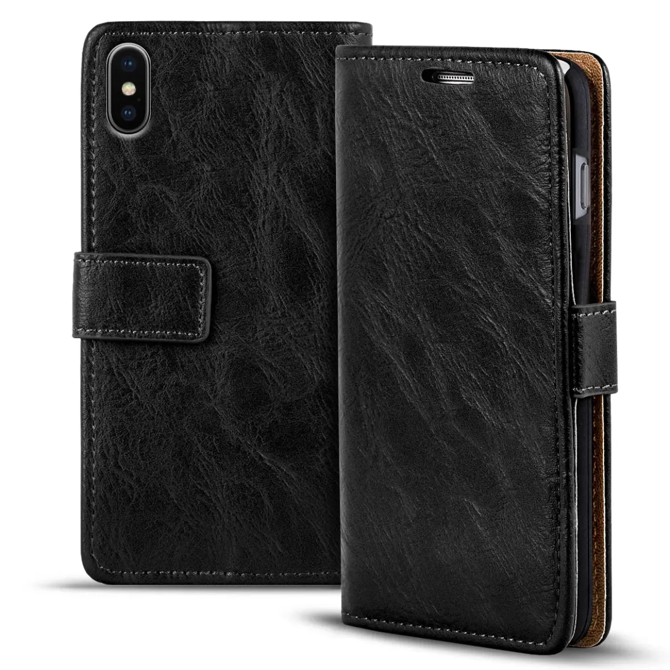 iPhone Xs Max - Retro Klapphülle mit Karten- & Geldfach