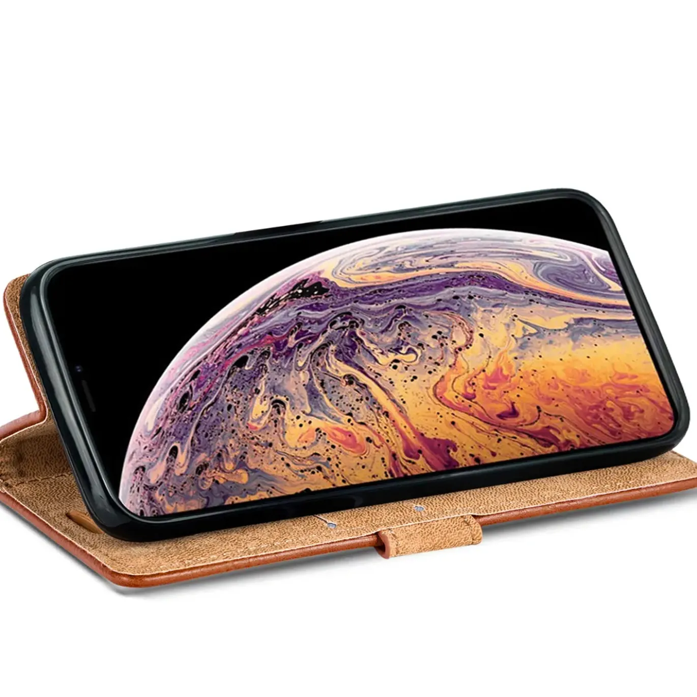 iPhone Xs Max - Retro Klapphülle mit Karten- & Geldfach