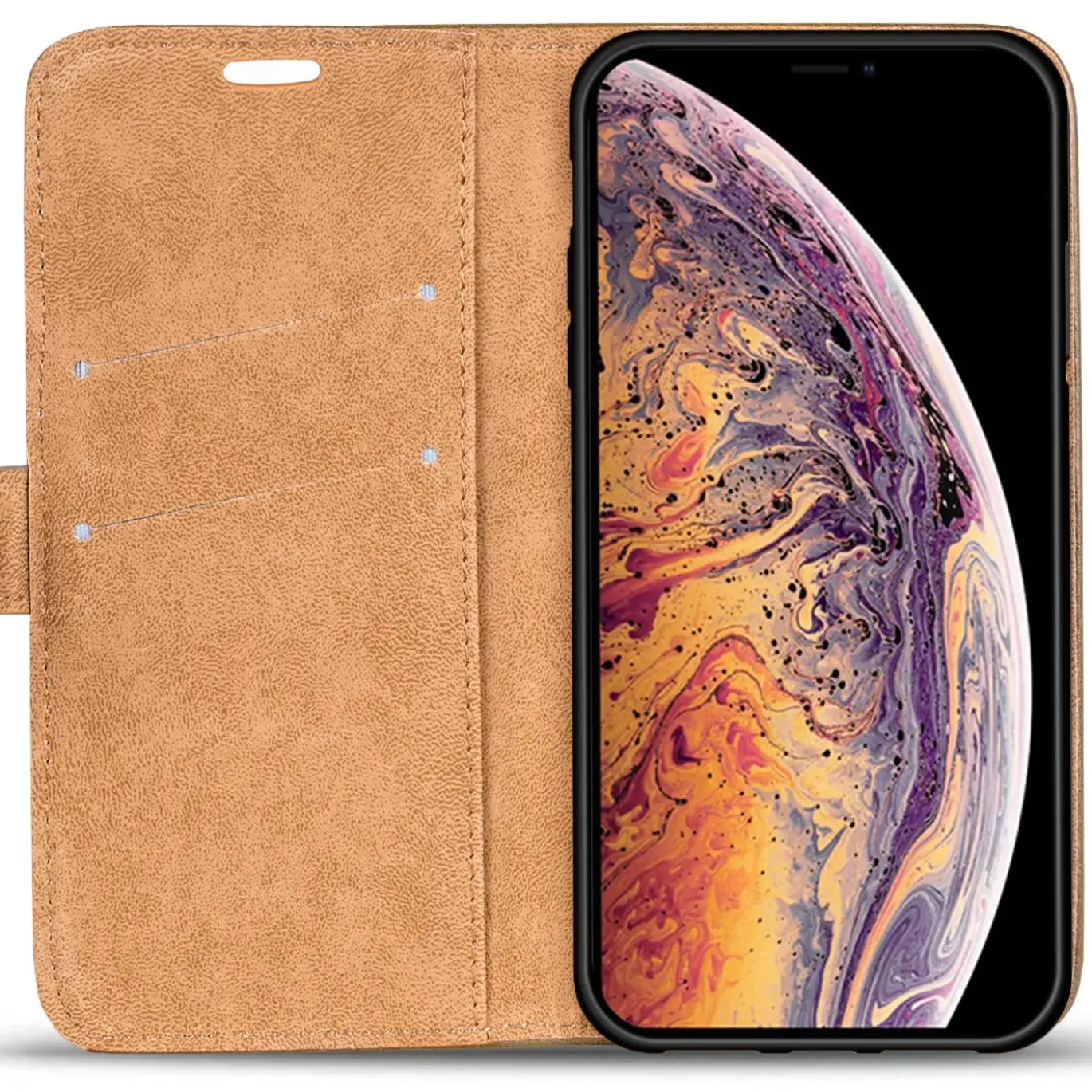 iPhone Xs Max - Retro Klapphülle mit Karten- & Geldfach