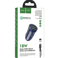 Kfz-Ladegerät Hoco - Z39 microUSB - Blau