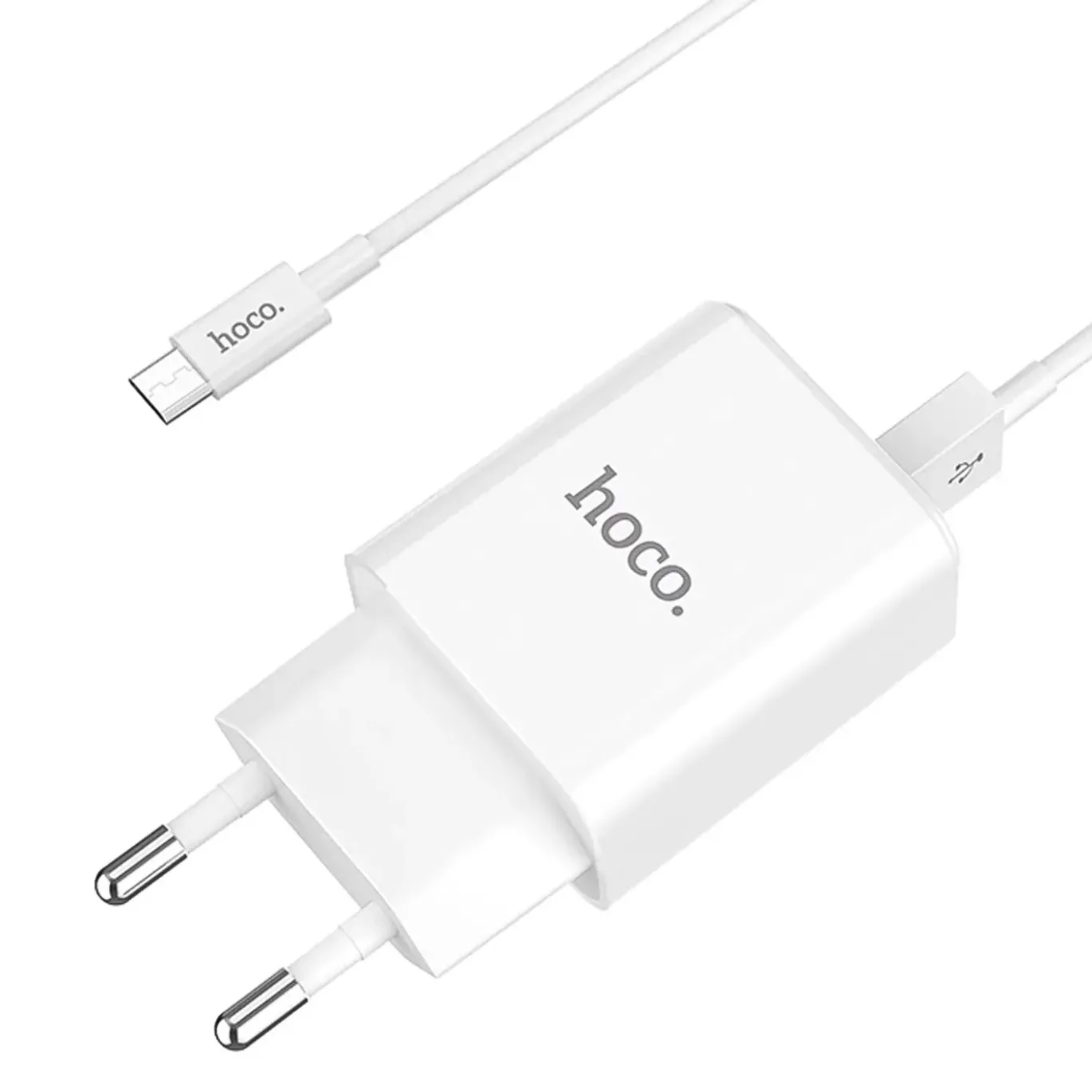 Ladegerät 2x USB Anschluss 10,W mit Micro-USB Kabel Weiß