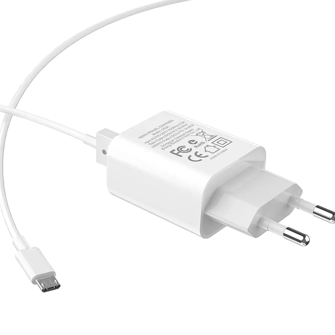 Ladegerät 2x USB Anschluss 10,W mit Micro-USB Kabel Weiß