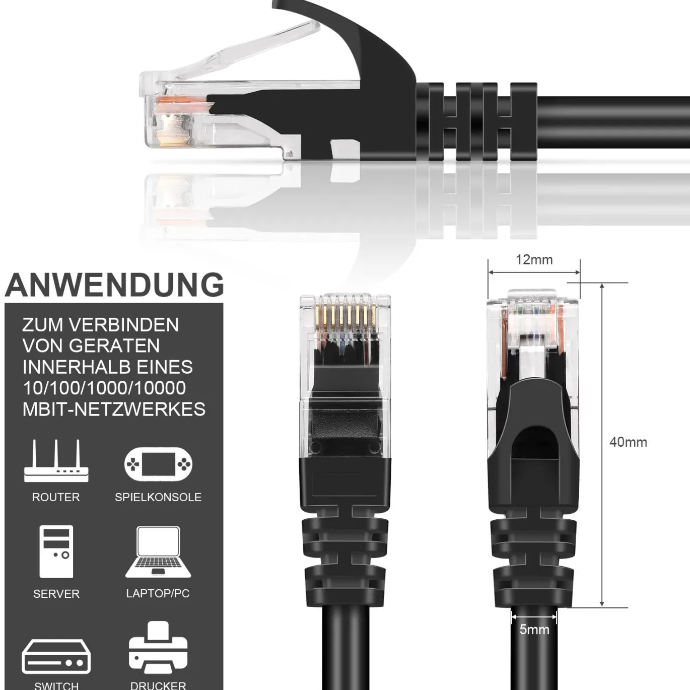 Patchkabel Cat6 rund – Gigabit Ethernet LAN Kabel (PC-600A)
