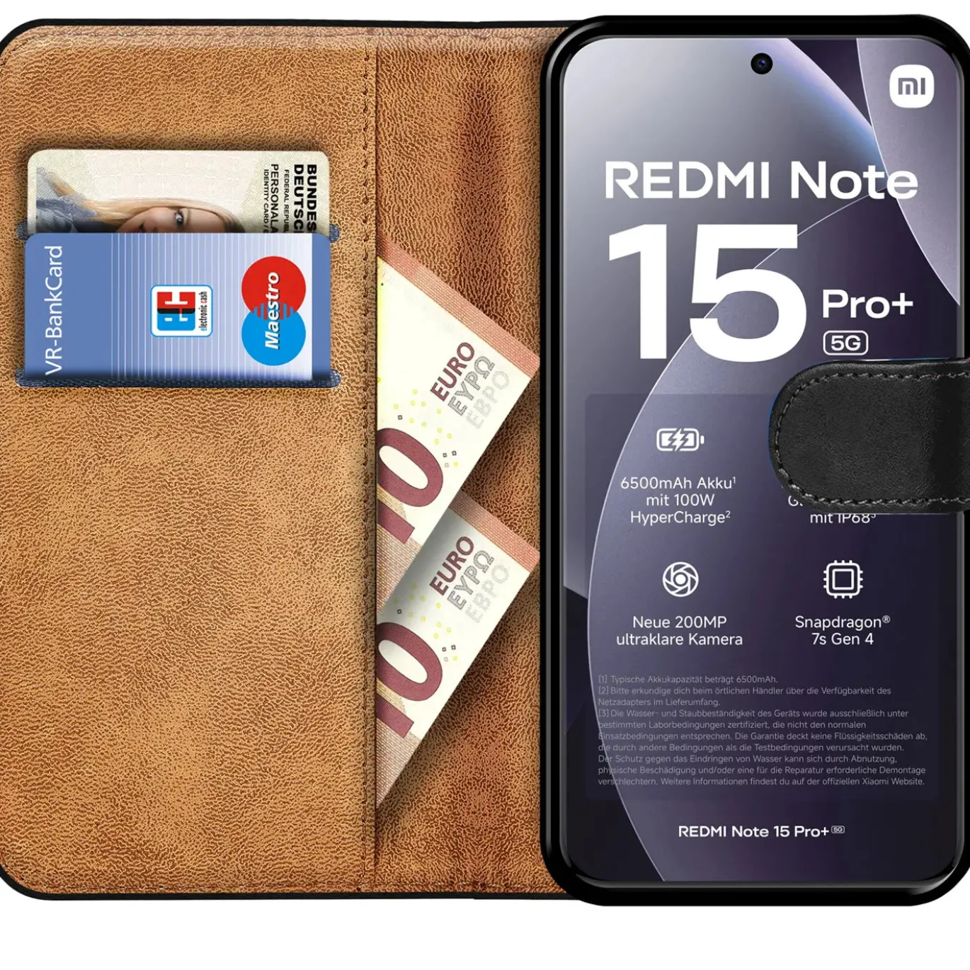 Premium Klapphülle für Xiaomi Redmi Note 15 Pro+ 5G - Kunstleder Tasche mit Kartenfächern & Standfunktion