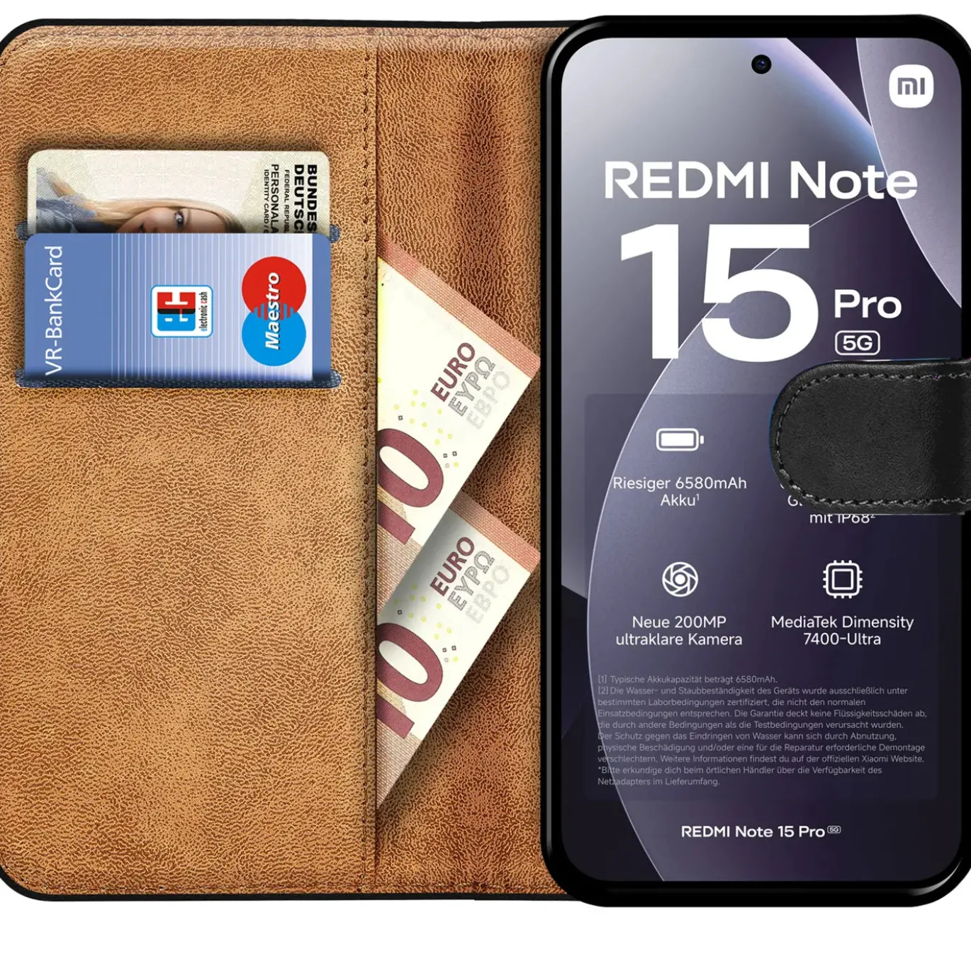 Premium Klapphülle für Xiaomi Redmi Note 15 Pro 5G - Kunstleder Tasche mit Kartenfächern & Standfunktion