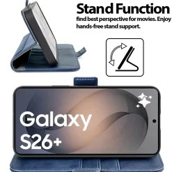 RFID Klapphülle für Samsung Galaxy S26 Plus - PU-Leder Tasche mit 3 Kartenfächern