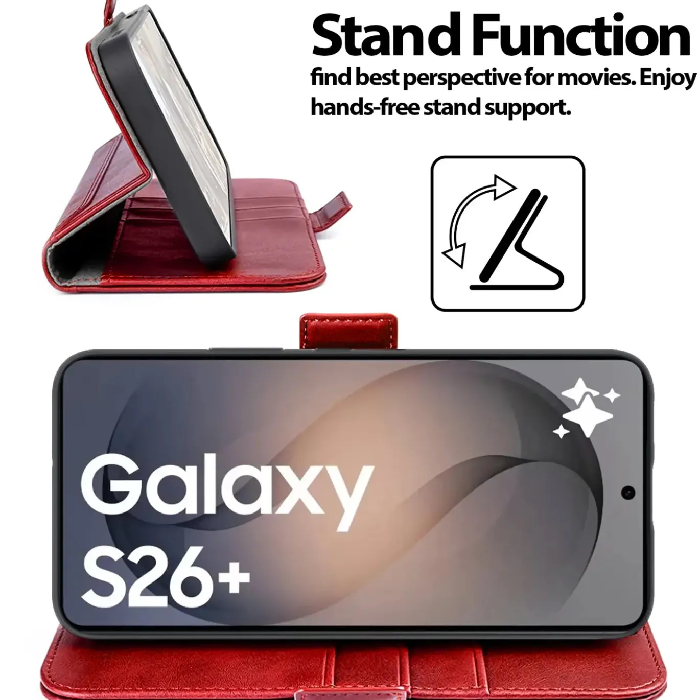 RFID Klapphülle für Samsung Galaxy S26 Plus - PU-Leder Tasche mit 3 Kartenfächern