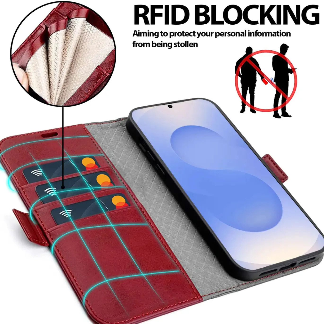 RFID Klapphülle für Samsung Galaxy S26 - PU-Leder Tasche mit 3 Kartenfächern