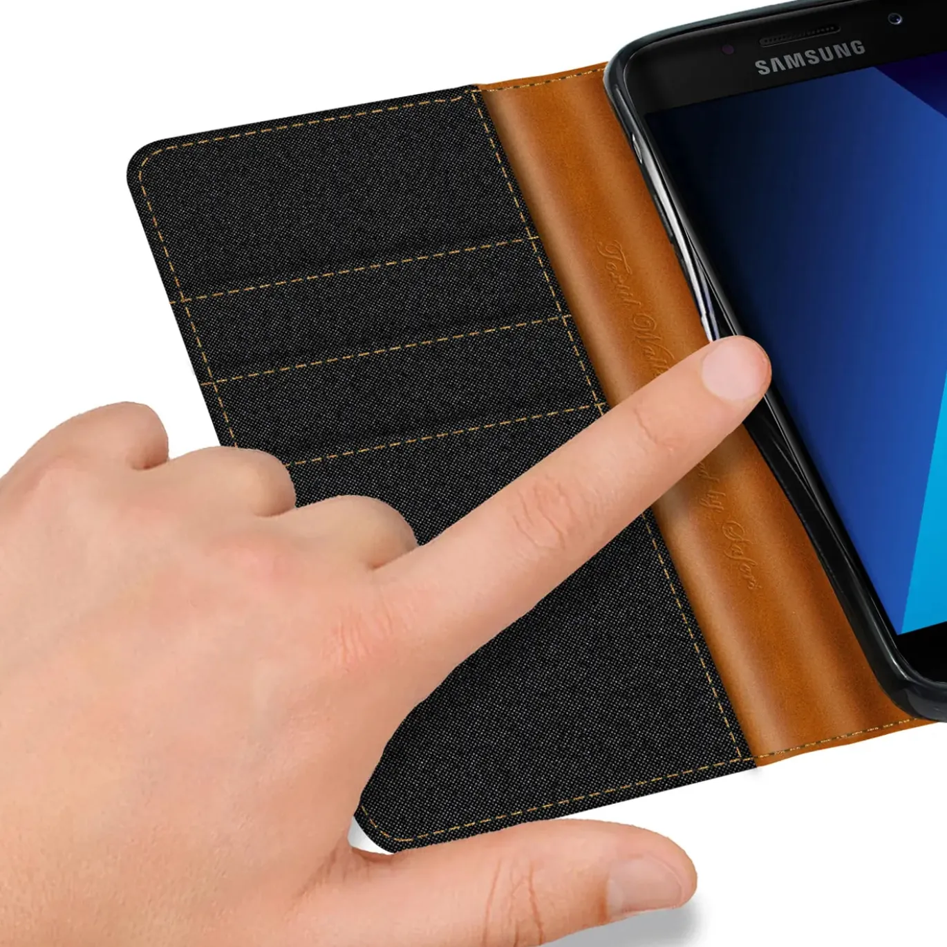Samsung Galaxy A3 2017 - Jeanslook Klapphülle mit Kartenfach