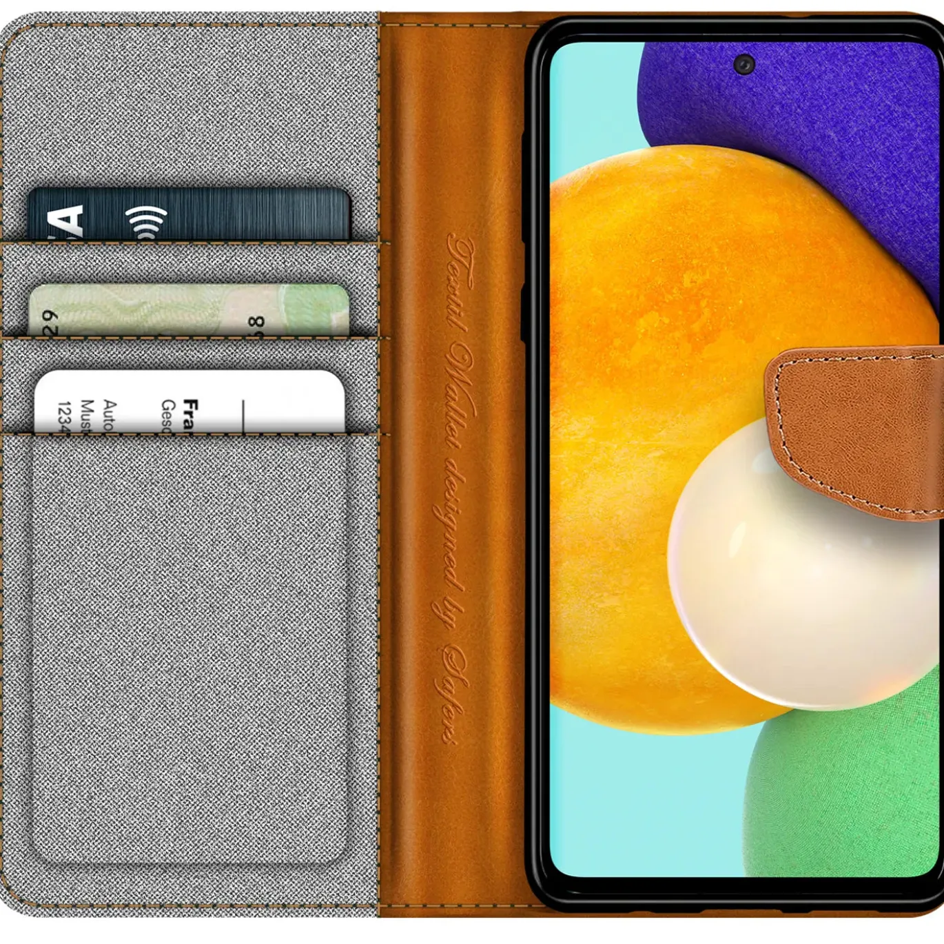 Samsung Galaxy A52 / A52 5G / A52S 5G - Jeanslook Klapphülle mit Kartenfach