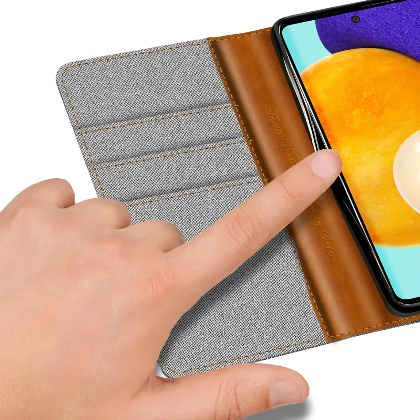 Samsung Galaxy A52 / A52 5G / A52S 5G - Jeanslook Klapphülle mit Kartenfach