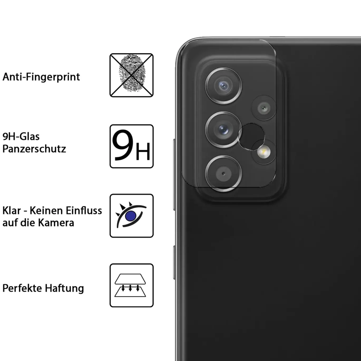 Samsung Galaxy A52 / A52 5G / A52S 5G - 9H Displayschutzfolie 2x Display & Kamera