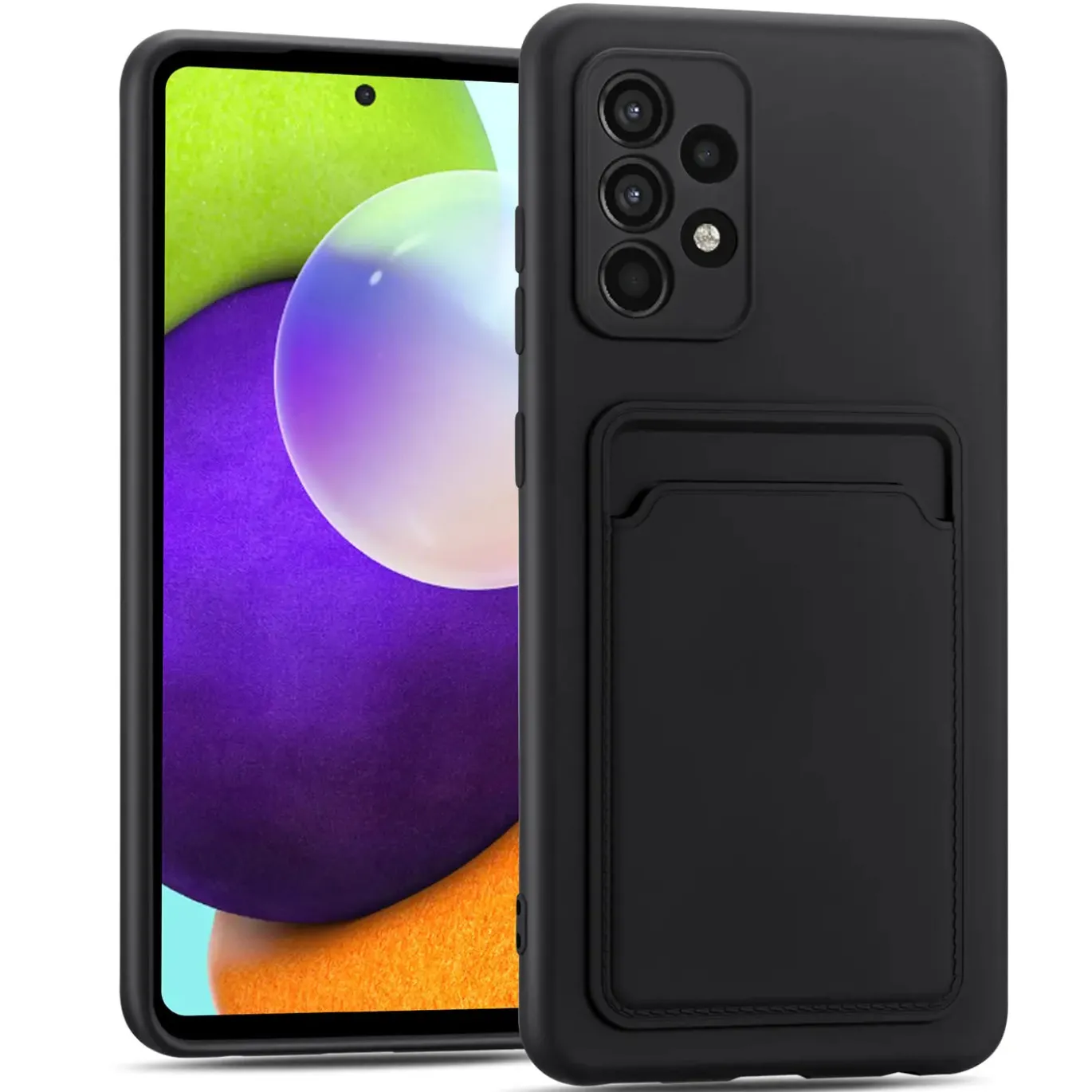 Samsung Galaxy A52 / A52 5G / A52S 5G - Silikonhülle mit Kartenfach & Kameraschutz