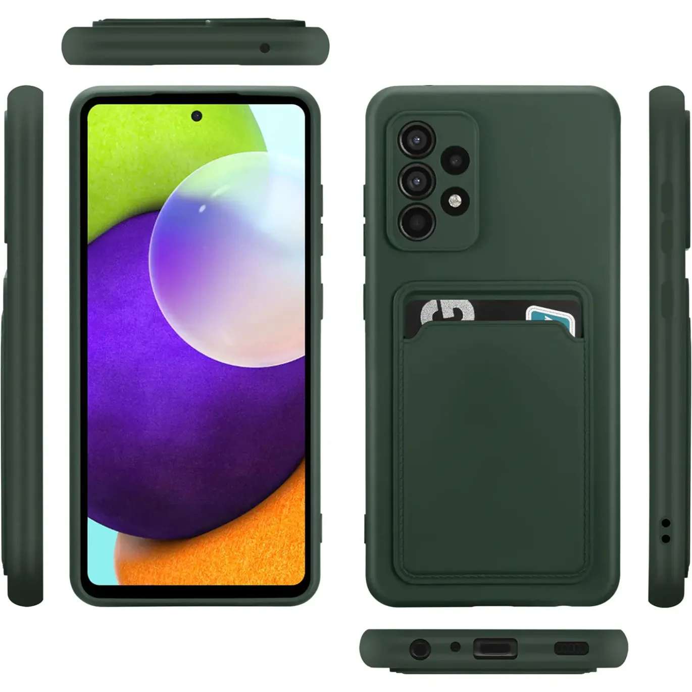Samsung Galaxy A52 / A52 5G / A52S 5G - Silikonhülle mit Kartenfach & Kameraschutz