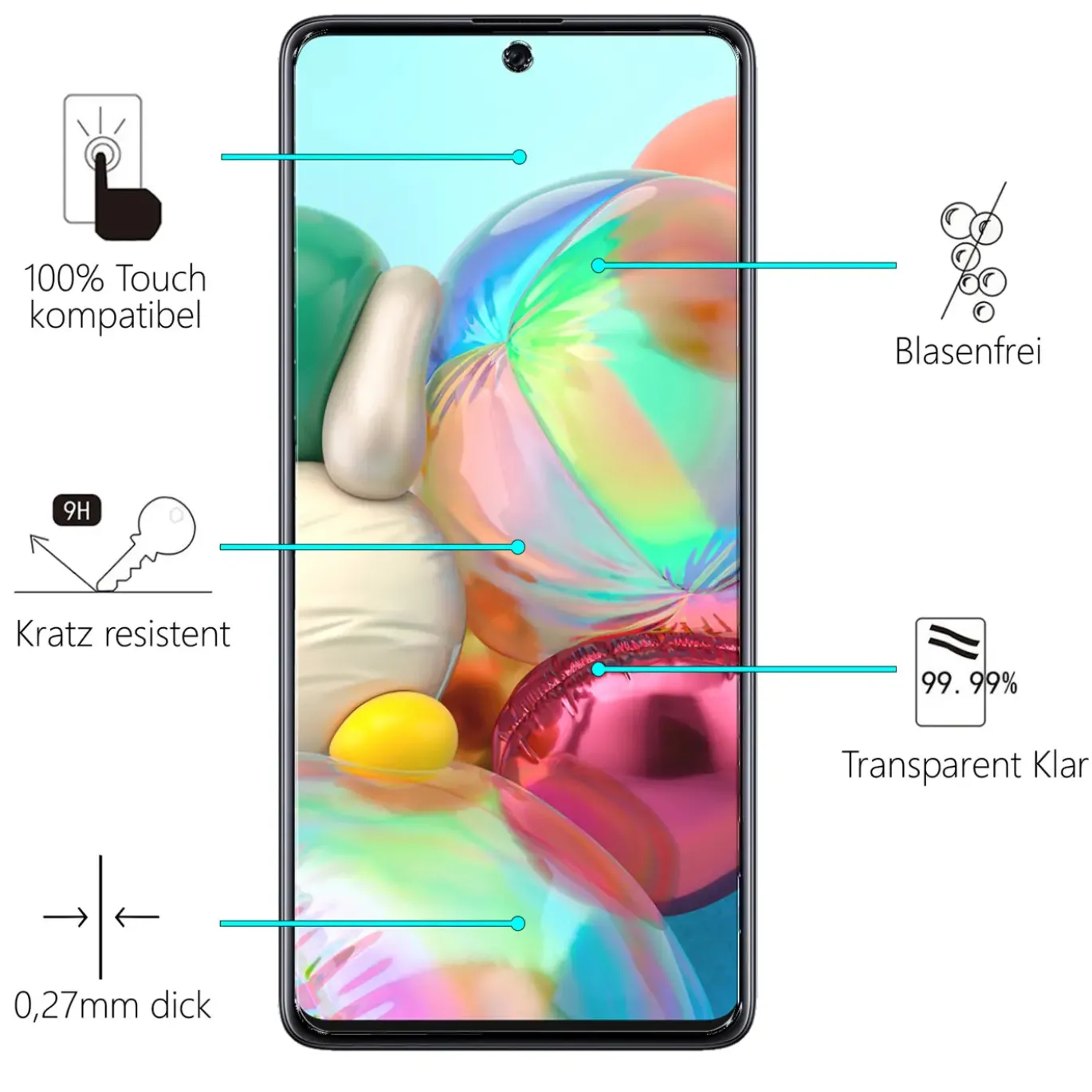 Samsung Galaxy A52 / A52 5G / A52S 5G - 2x 9H Panzer Glasfolie, Displayfolie