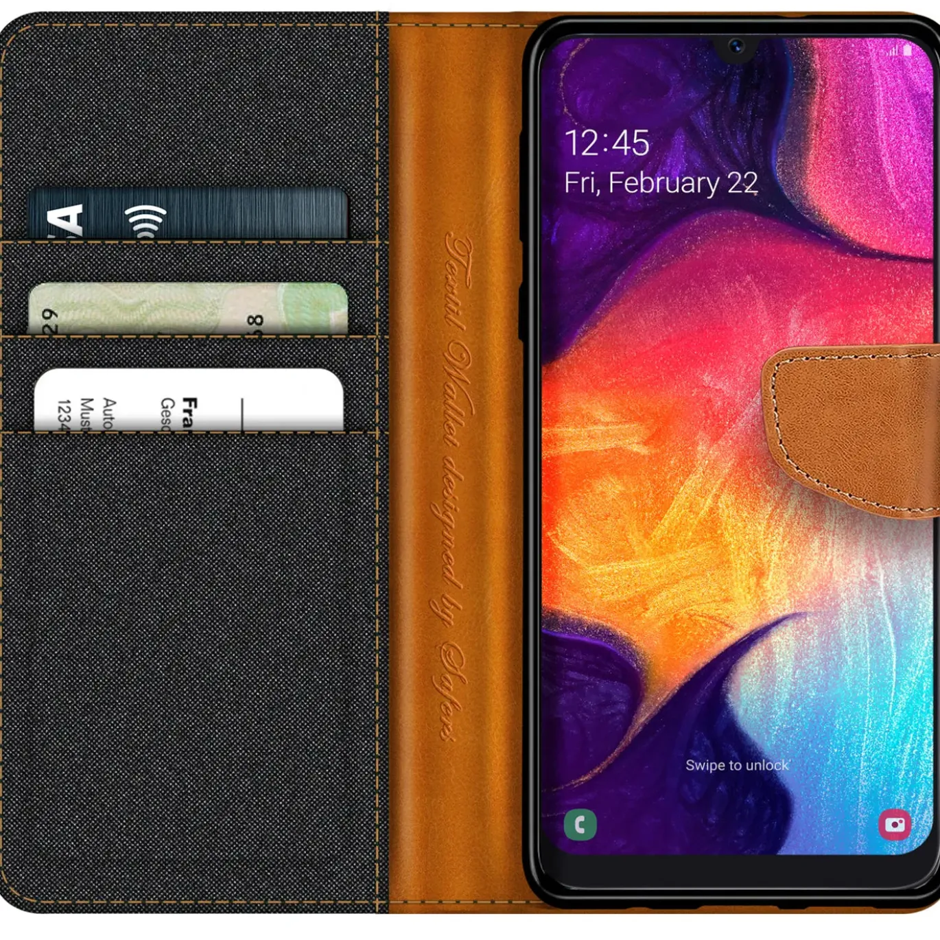 Samsung Galaxy A50 / A30s - Jeanslook Klapphülle mit Kartenfach