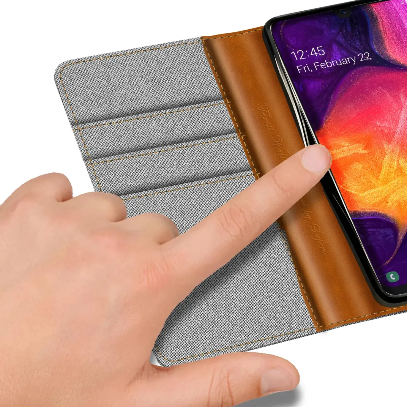 Samsung Galaxy A50 / A30s - Jeanslook Klapphülle mit Kartenfach