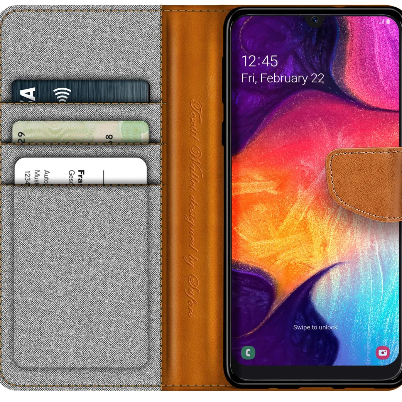 Samsung Galaxy A50 / A30s - Jeanslook Klapphülle mit Kartenfach